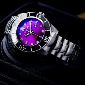 COPY - ARAGON Tungsten Bezel Swiss Automatic Watch Sapphire Crystal 50mm Purple…